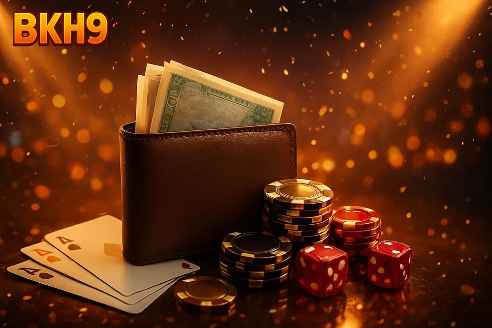 BKH9 bKash deposit — wallet fanned with cash on confetti stage
