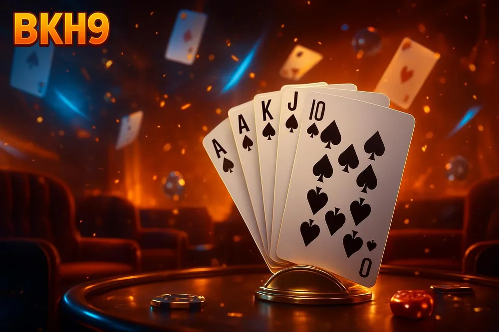 BKH9 online casino Bangladesh โ royal flush fanned in glowing casino lounge BKH9 online casino Bangladesh โ royal flush fanned in glowing casino lounge